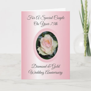 Carte Rose rose personnalisée 75e anniversaire de Mariag