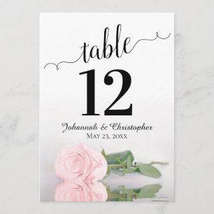 Carte Rose rose rousse Élégante Table de mariage Numéro 
