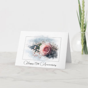 Carte Rose rose sur piano pour 15ème anniversaire