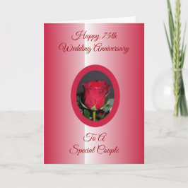 Carte Rose rouge - 75e anniversaire Mariage personnalisé