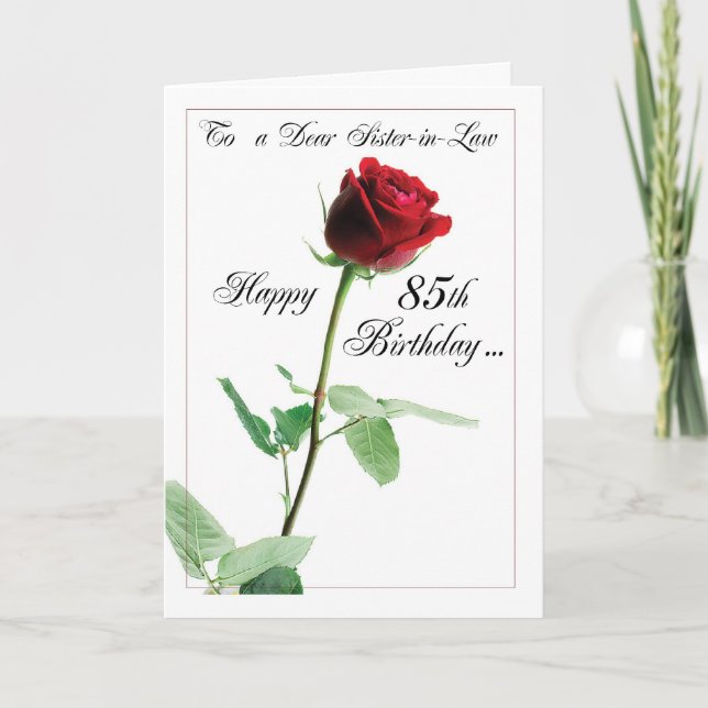 Carte Rose rouge 85e anniversaire à belle-soeur (Devant)