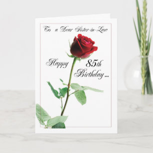 Carte Rose rouge 85e anniversaire à belle-soeur