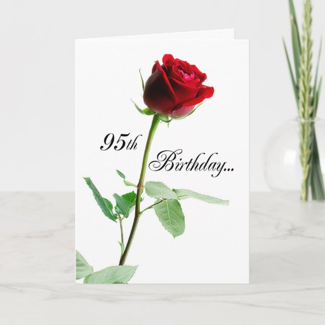 Carte Rose rouge 95e anniversaire (Devant)