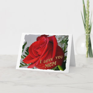 Carte Rose rouge Anniversaire - Je t'aime maman