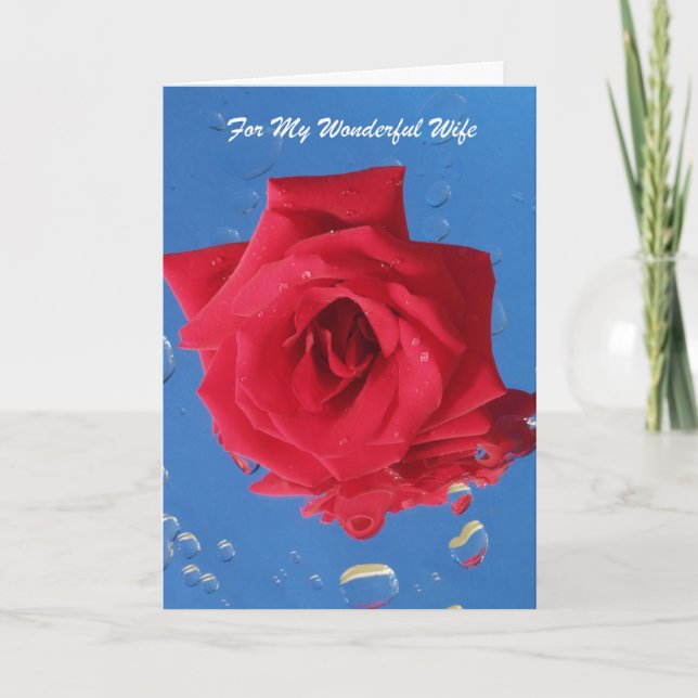 Carte Rose rouge "Carte d'anniversaire pour femme" (Devant)