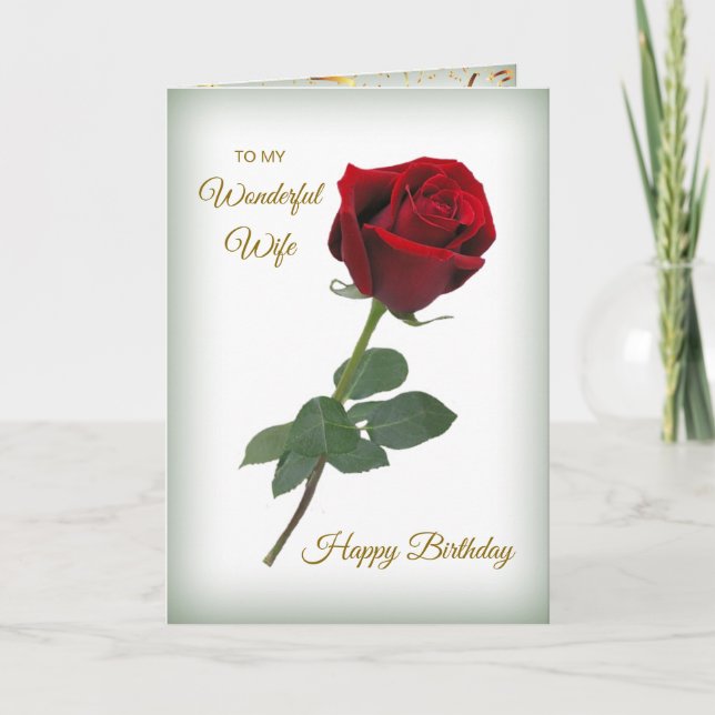 Carte Rose rouge, confettis dorés Anniversaire de femme (Devant)