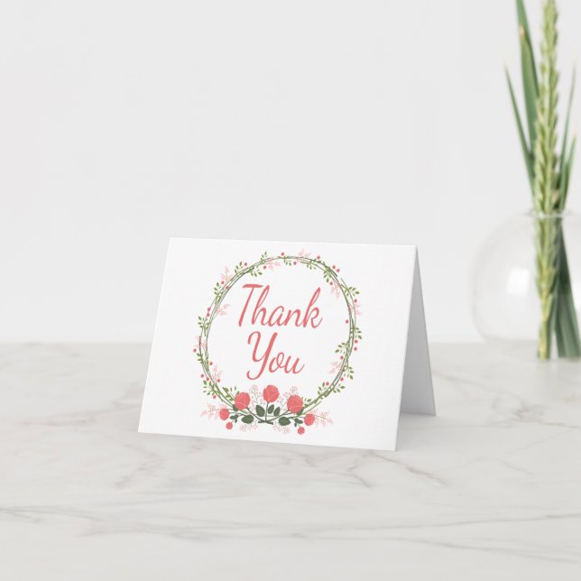 Carte rose rouge Merci Rose Floral Wreath (Devant)