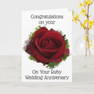 Carte Rose rouge Personnalisée 40e anniversaire de Maria
