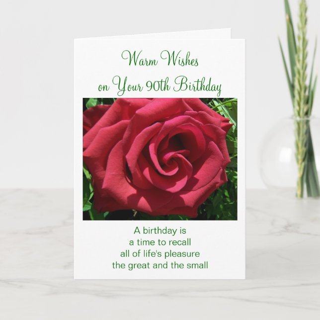 Carte Rose rouge personnalisée 90e anniversaire (Devant)