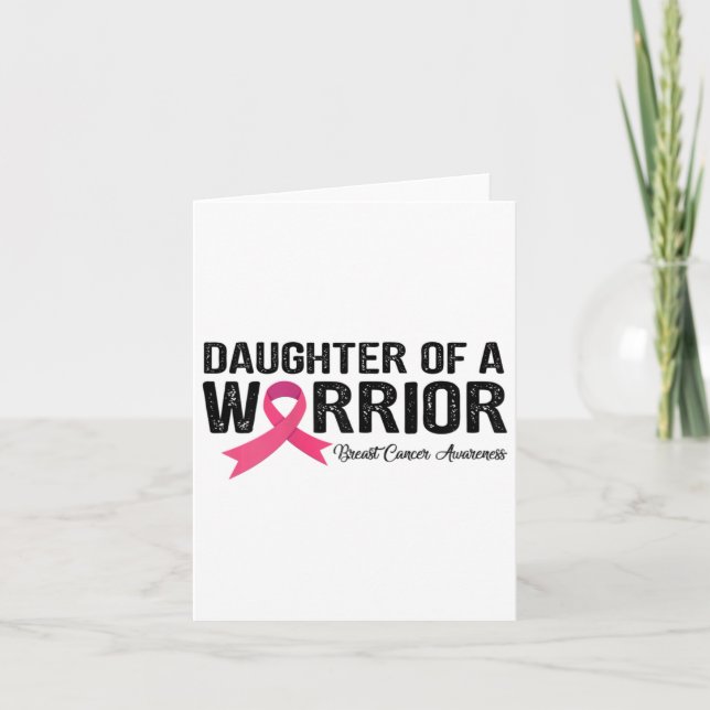 Carte Rose Ruban Fille D'Un Guerrier Cancer Du Sein Aw (Devant)