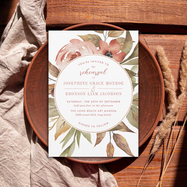 Carte Rose Sage Green Dîner de répétition automne Invita (Créateur téléchargé)