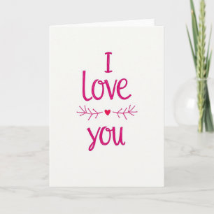 Carte rose script branche cœur je t'aime