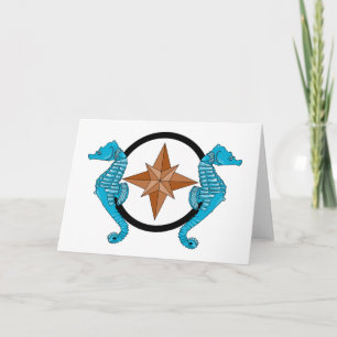 Carte Rose Seahorse Compass