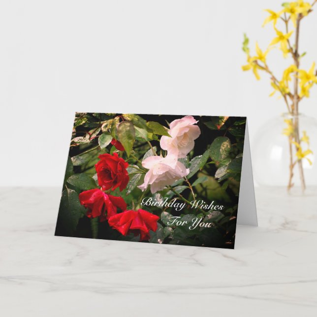 Carte Rose trempé Floral Personnalisé Anniversaire (Fleur jaune)
