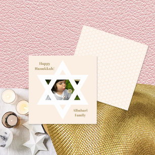 Carte Rose vif Bonne photo Hanoukka mignonne
