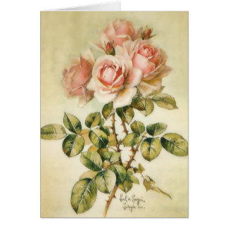 Carte Rose Vintage joliment rose