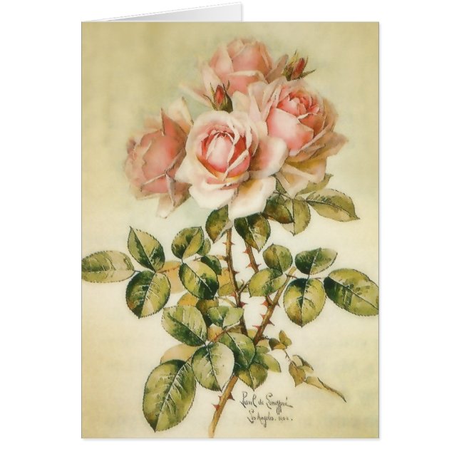 Carte Rose Vintage joliment rose (Devant)