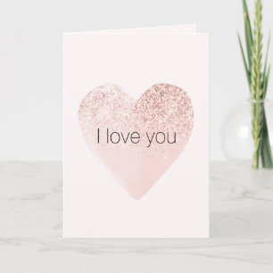 Carte Rosée brillante Parties scintillant Coeur Aquarell