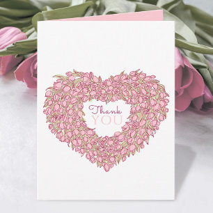 Carte Rosée tulip coeur encré art merci