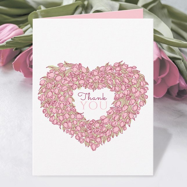 Carte Rosée tulip coeur encré art merci (Créateur téléchargé)