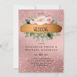 Carte RoseGold Parties scintillant métallique Floral Foi