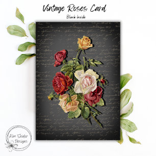 Carte Roses Anciennes sur Tableau Noir Antique