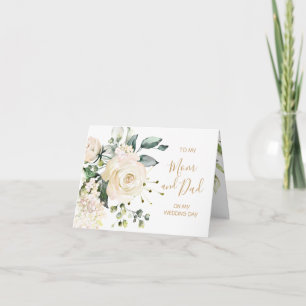 Carte Roses blanches à ma Mère et à mon Père le jour de 