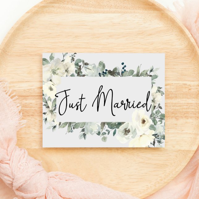 Carte Roses blanches d'ivoire Mariage Floral Marié (Créateur téléchargé)