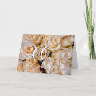 Carte Roses blanches modernes Floral 60e Anniversaire Ca