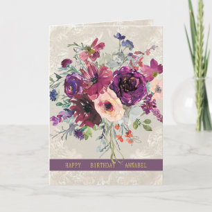 Carte Roses bordeaux et pêche personnalisées pour annive