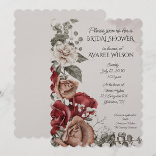Carte Roses Brown et rouges de l'aquarelle muette