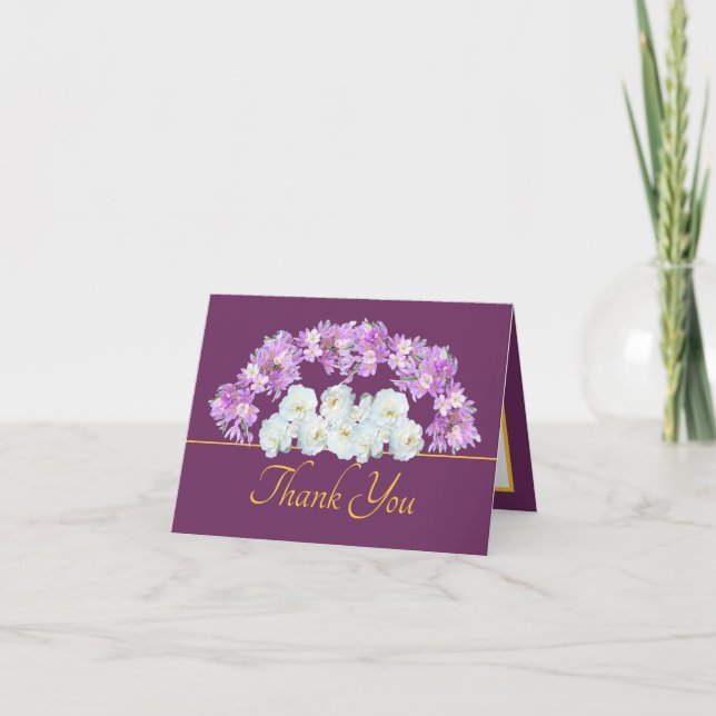 Carte Roses Chic Purple Or Crocus Merci Garland (Devant)