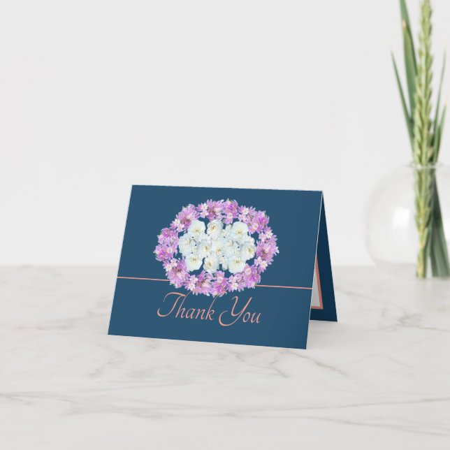 Carte Roses  Chic Rose Bleu Crocus Merci de couronne (Devant)
