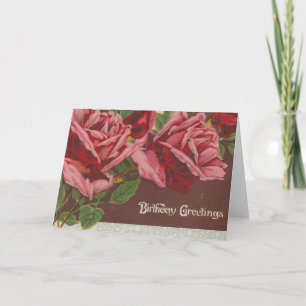 Carte Roses d'anniversaire rose vintage