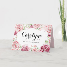 Carte Roses D'Aquarelle Rose Serez-Vous Ma Femme D'Accue