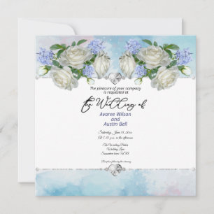 Carte Roses et diamants bleus et blancs