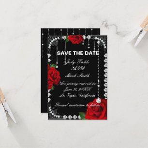 Carte Roses Et Diamants Rouges Romantiques Sauvez La Dat