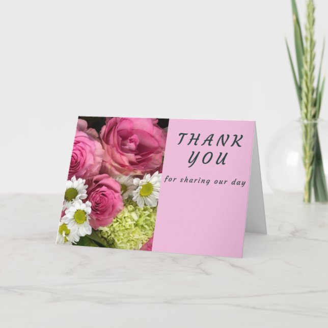 Carte Roses et marguerites roses Merci (Devant)