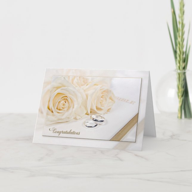Carte roses mariages et anneaux de réflexion (Devant)