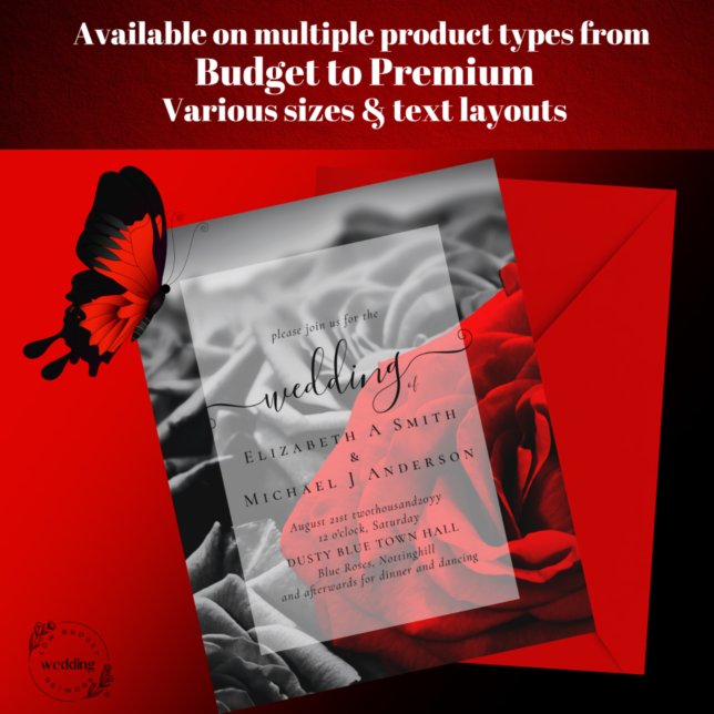 Carte Roses noires et rouges gothiques Mariage gothique (Créateur téléchargé)