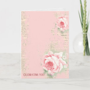 Carte roses rétro sur papier journal