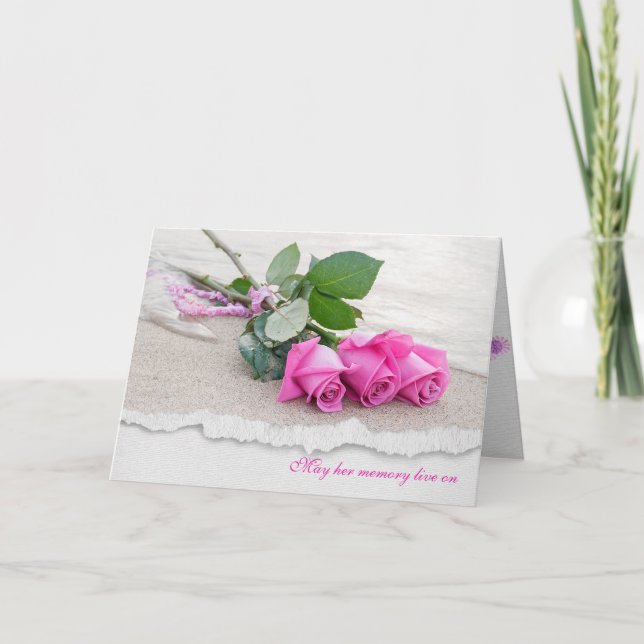 Carte roses rose sympathique sur la plage (Devant)