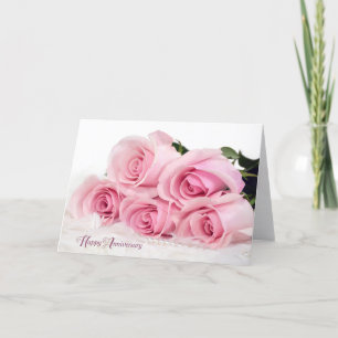 Carte Roses roses à la fourrure pour l'anniversaire
