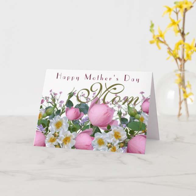 Carte Roses roses joyeuses Mères Jour Maman (Fleur jaune)