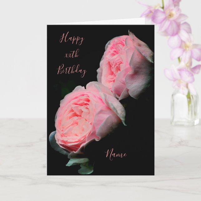 Carte Roses roses Pair Personnalisé Anniversaire (Orchidée)
