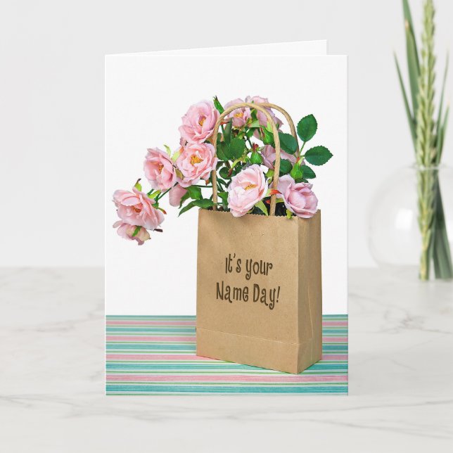 Carte Roses roses roses pour le jour du nom (Devant)