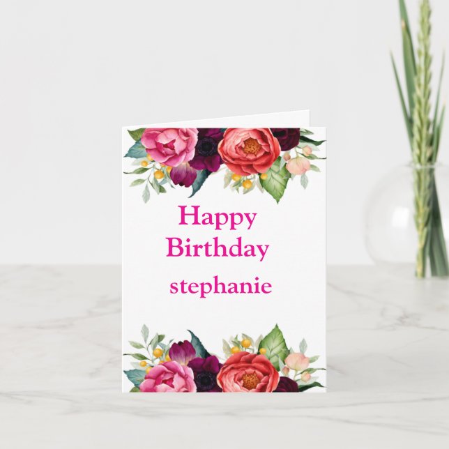 Carte Roses roses roses vives personnalisées Anniversair (Devant)