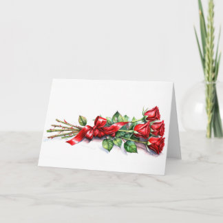 Carte Roses rouges à longue tige pour la Saint-Valentin