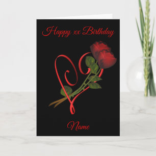 Carte Roses rouges Coeur rouge Personnalisé Anniversaire