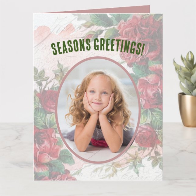 Carte Roses rouges défraîchies Écriture sur papier (Petite plante)